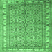 Square Machine Washable Persian Emerald Green Traditional Area Rugs, wshtr337emgrn