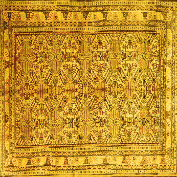 Square Machine Washable Persian Yellow Traditional Rug, wshtr337yw