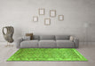 Machine Washable Persian Green Traditional Area Rugs in a Living Room,, wshtr337grn