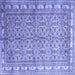 Square Machine Washable Persian Blue Traditional Rug, wshtr337blu