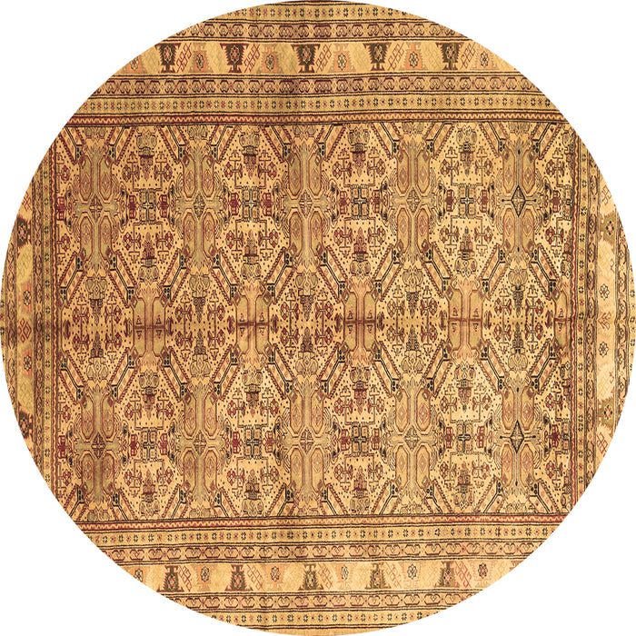 Round Persian Brown Traditional Rug, tr337brn
