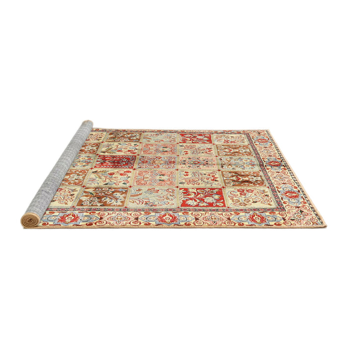 Sideview of Machine Washable Traditional Khaki Gold Rug, wshtr3380