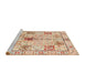 Sideview of Machine Washable Traditional Khaki Gold Rug, wshtr3380