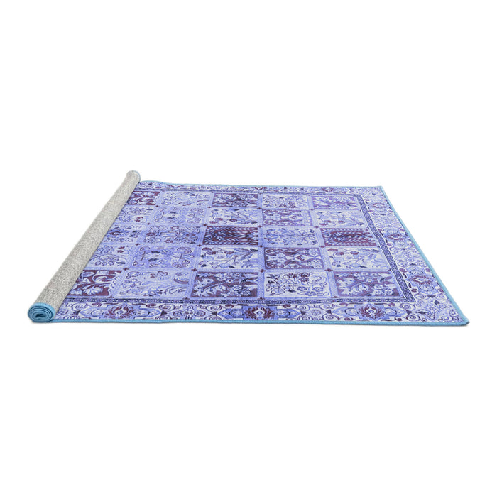 Sideview of Machine Washable Persian Blue Traditional Rug, wshtr3380blu