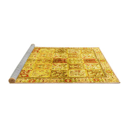 Sideview of Machine Washable Persian Yellow Traditional Rug, wshtr3380yw