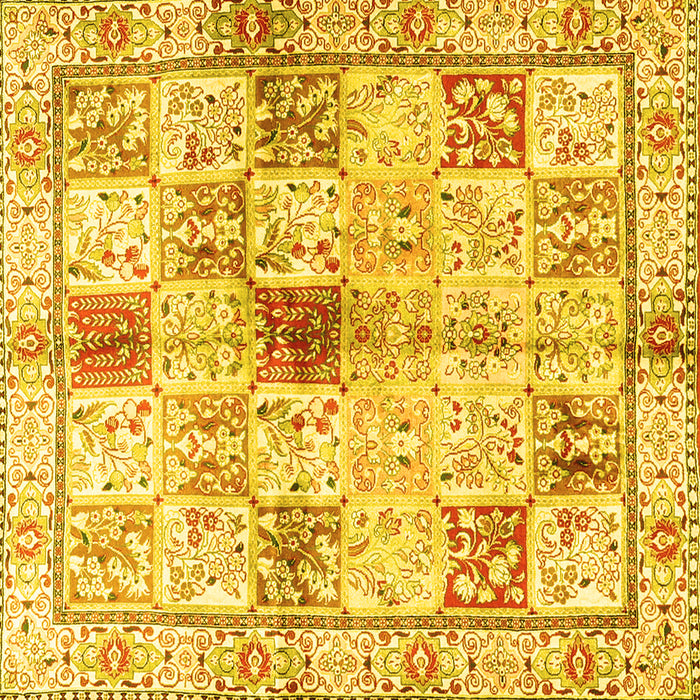 Square Machine Washable Persian Yellow Traditional Rug, wshtr3380yw
