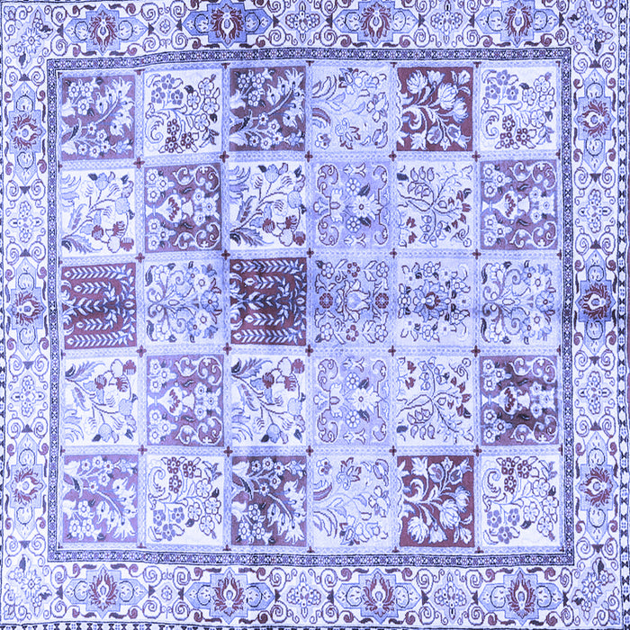 Square Machine Washable Persian Blue Traditional Rug, wshtr3380blu