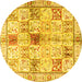 Round Persian Yellow Traditional Rug, tr3380yw