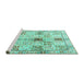 Sideview of Machine Washable Persian Turquoise Traditional Area Rugs, wshtr3380turq