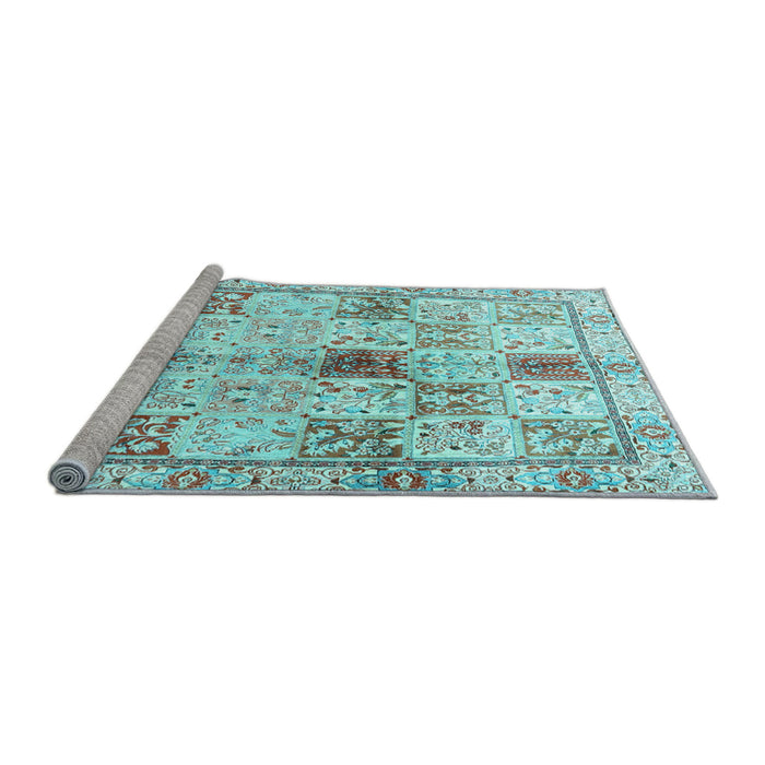 Sideview of Machine Washable Persian Light Blue Traditional Rug, wshtr3380lblu