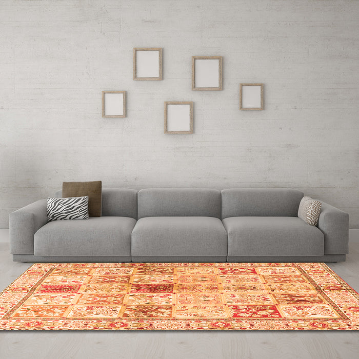 Machine Washable Persian Orange Traditional Area Rugs in a Living Room, wshtr3380org