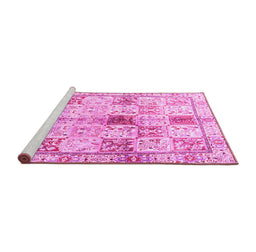 Sideview of Machine Washable Persian Pink Traditional Rug, wshtr3380pnk