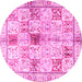 Round Machine Washable Persian Pink Traditional Rug, wshtr3380pnk