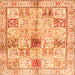 Round Machine Washable Persian Orange Traditional Area Rugs, wshtr3380org