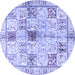 Round Persian Blue Traditional Rug, tr3380blu