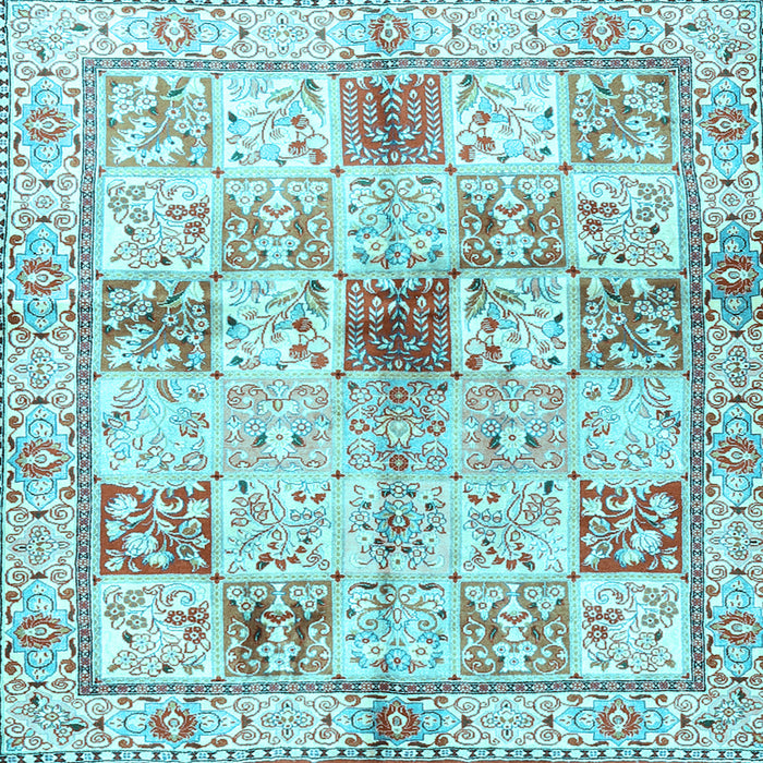 Square Machine Washable Persian Light Blue Traditional Rug, wshtr3380lblu