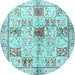 Round Persian Light Blue Traditional Rug, tr3380lblu