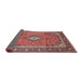 Sideview of Traditional Dark Salmon Pink Medallion Rug, tr3381