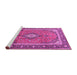 Sideview of Machine Washable Medallion Pink Traditional Rug, wshtr3381pnk