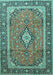 Medallion Turquoise Traditional Rug, tr3381turq