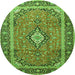 Square Medallion Green Traditional Rug, tr3381grn