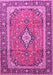 Machine Washable Medallion Pink Traditional Rug, wshtr3381pnk