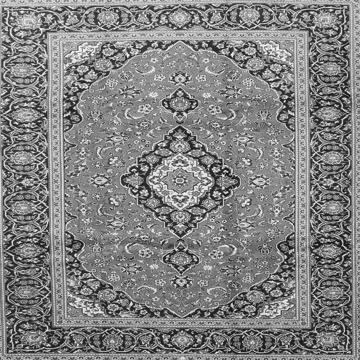 Round Machine Washable Medallion Gray Traditional Rug, wshtr3381gry