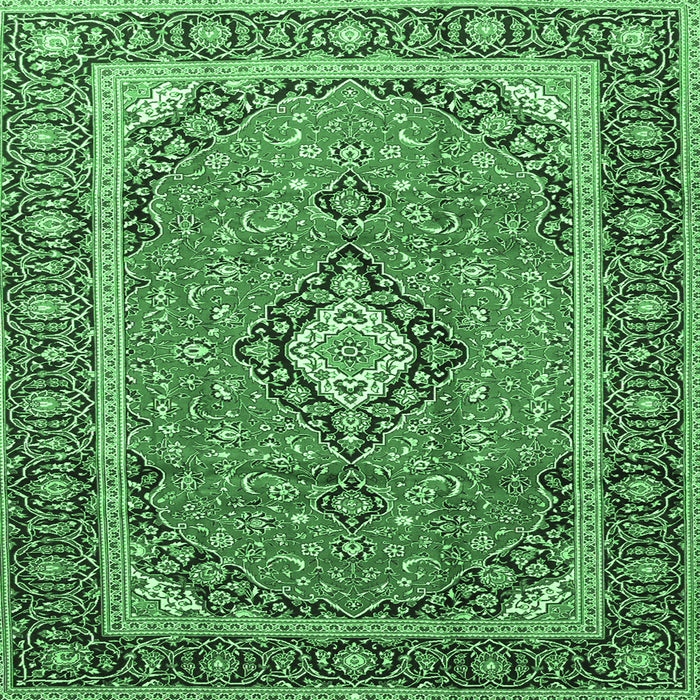 Square Medallion Emerald Green Traditional Rug, tr3381emgrn