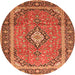 Machine Washable Medallion Orange Traditional Area Rugs, wshtr3381org