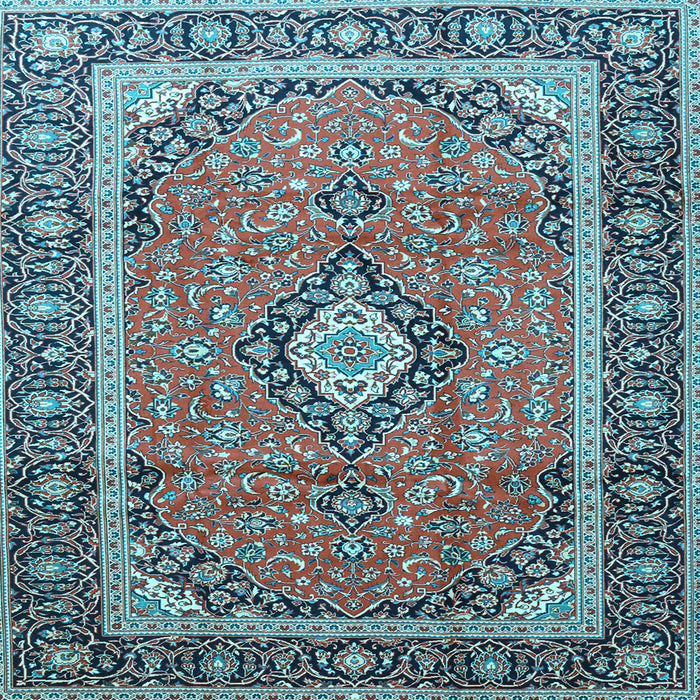 Square Medallion Light Blue Traditional Rug, tr3381lblu