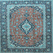 Square Medallion Light Blue Traditional Rug, tr3381lblu