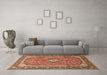 Machine Washable Medallion Brown Traditional Rug in a Living Room,, wshtr3381brn