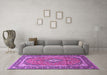 Machine Washable Medallion Purple Traditional Area Rugs in a Living Room, wshtr3381pur