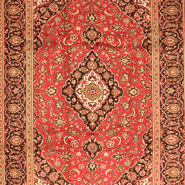 Serging Thickness of Machine Washable Medallion Orange Traditional Area Rugs, wshtr3381org
