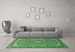 Machine Washable Medallion Emerald Green Traditional Area Rugs in a Living Room,, wshtr3381emgrn