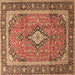 Square Medallion Brown Traditional Rug, tr3381brn