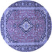 Round Medallion Blue Traditional Rug, tr3381blu