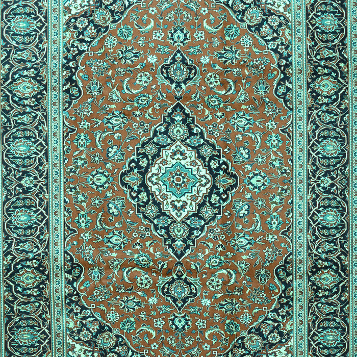 Machine Washable Medallion Turquoise Traditional Area Rugs, wshtr3381turq