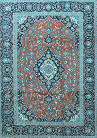 Medallion Light Blue Traditional Rug, tr3381lblu