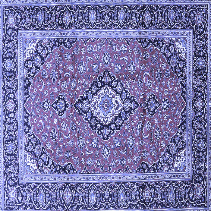 Square Machine Washable Medallion Blue Traditional Rug, wshtr3381blu
