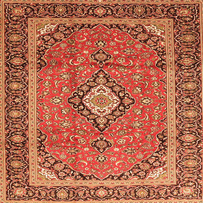 Serging Thickness of Medallion Orange Traditional Rug, tr3381org