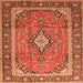 Serging Thickness of Medallion Orange Traditional Rug, tr3381org