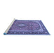 Sideview of Machine Washable Medallion Blue Traditional Rug, wshtr3381blu