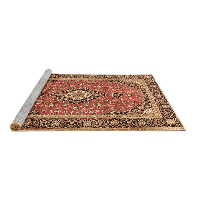 Sideview of Machine Washable Medallion Brown Traditional Rug, wshtr3381brn