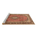 Sideview of Machine Washable Medallion Brown Traditional Rug, wshtr3381brn