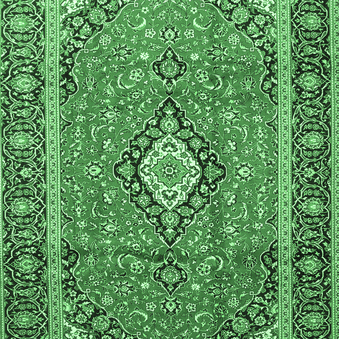 Machine Washable Medallion Emerald Green Traditional Area Rugs, wshtr3381emgrn