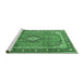 Sideview of Machine Washable Medallion Emerald Green Traditional Area Rugs, wshtr3381emgrn