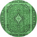 Round Medallion Emerald Green Traditional Rug, tr3381emgrn