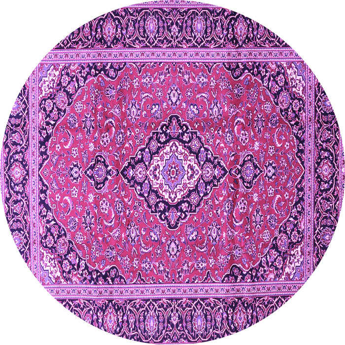 Round Medallion Purple Traditional Rug, tr3381pur
