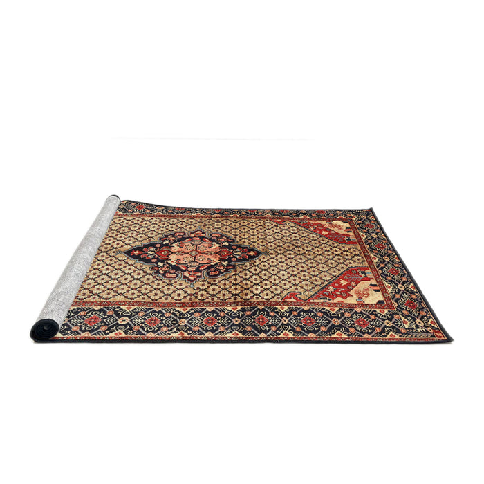 Sideview of Machine Washable Traditional Sandy Brown Rug, wshtr3382